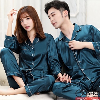 Bộ mặc nhà nam nữ uniex trơn dài tay chất lụa siêu mềm b56