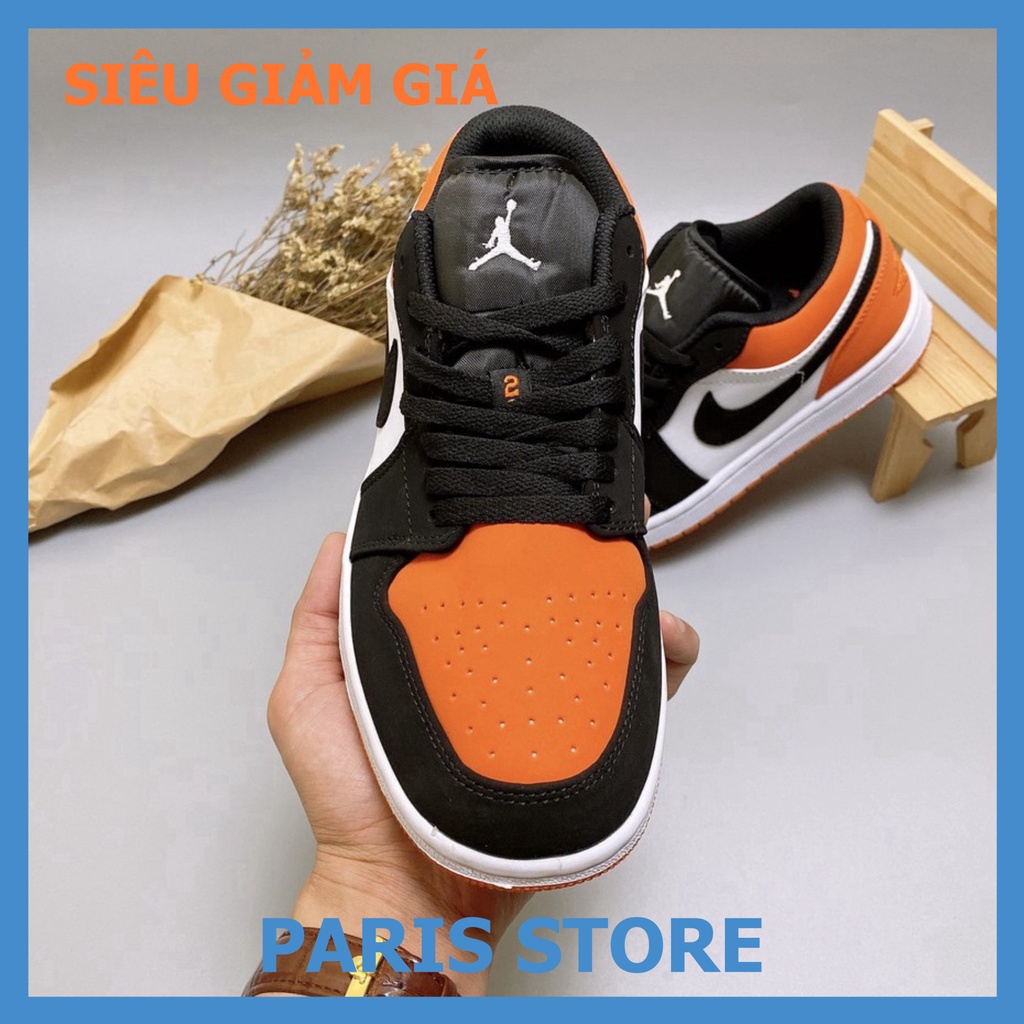 Giày Thể Thao Nam Nữ Jordan JD1 Low Cam Đen Cổ Thấp Thời Trang Full Box Bill