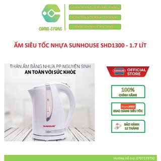 SHD1300 - ẤM SIÊU TỐC NHỰA SUNHOUSE 1.7L (TRẮNG) – BẢO HÀNH CHÍNH HÃNG 12 THÁNG