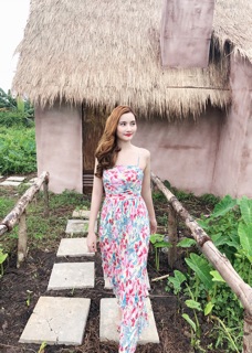 Đầm Maxi 2 Dây Dập Ly Bèo Tầng