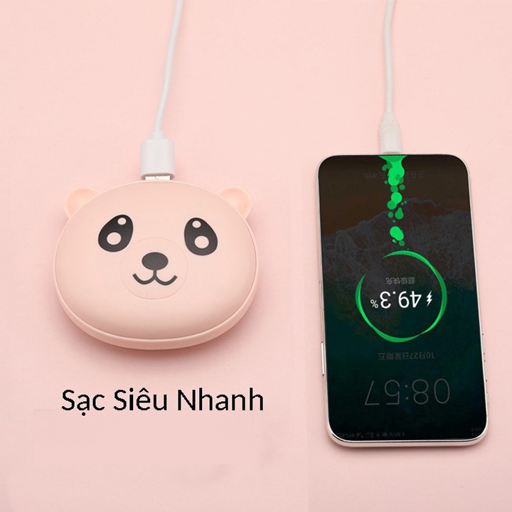 Máy Sưởi Ấm Cầm Tay Kiêm Sạc Dự Phòng 3600mAh Hình Gấu - 3 Chế Độ Ấm