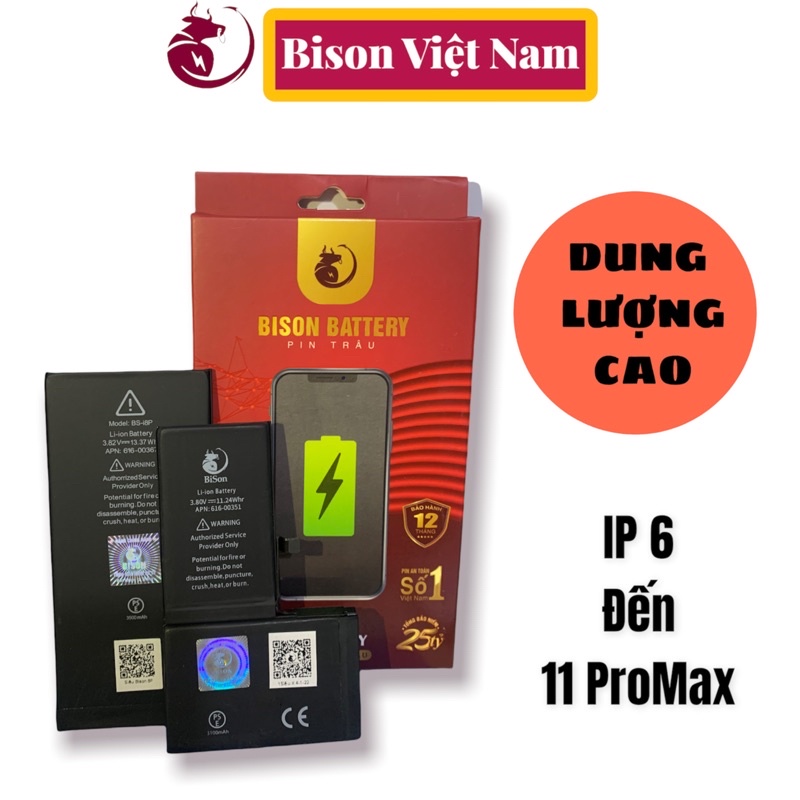 Pin Bison Con Trâu Dung Lượng Cao 6 6s 6P 6SP 7 7P 8 8P X Xs XsMax 11