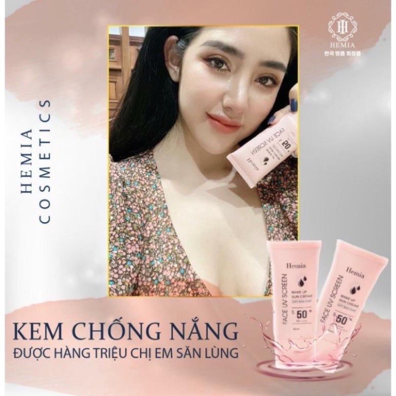 Kem chống nắng Hàn Quốc Hemia dưỡng trắng make up bảo vệ da chống lão hoá-da dầu, da mụn, da khô, da thường- Hàn quốc