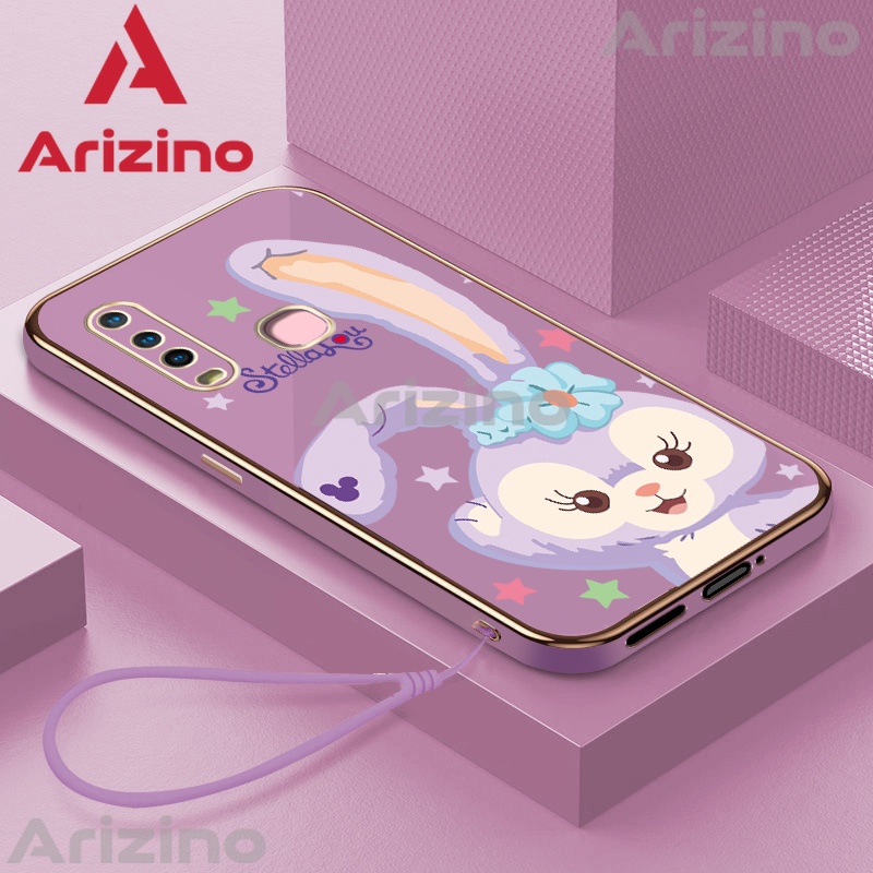 Arizino ốp lưng Vivo Y17 Y15 Y12 Y11 Y12i Mạ sang trọng viền thẳng 6D Ốp lưng silicon hình thỏ màu tím
