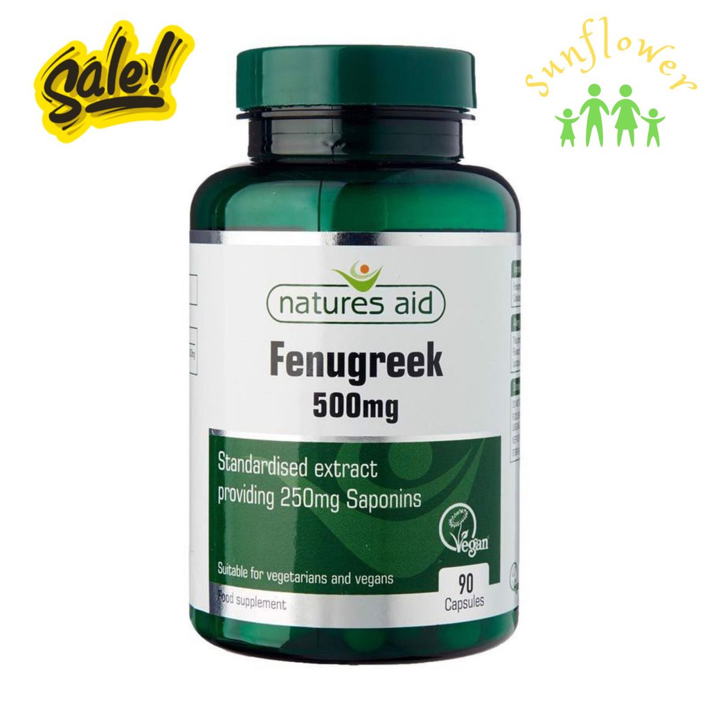 Viên Uống Lợi Sữa Cỏ Ca Ri Fenugreek Natures Aid 500mg 90 viên - Anh