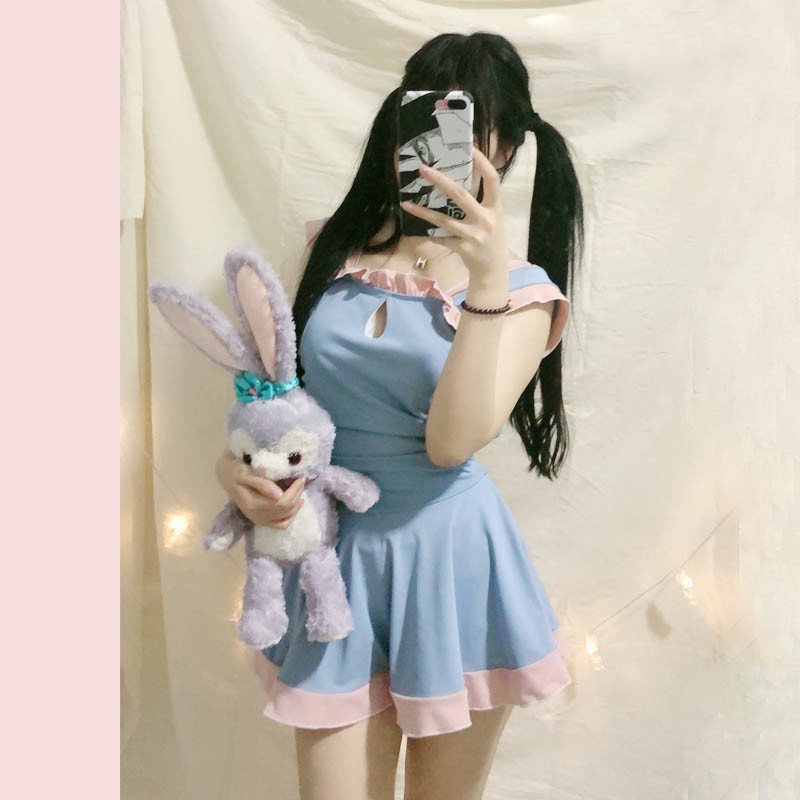 [ORDER] ĐỒ BƠI DRAGON HEART LOLITA MỘT MẢNH KHOÉT HÌNH GIỌT NƯỚC PHONG CÁCH NHẬT BẢN (SWIMSUIT, SWIMWEAR) [KÈM ẢNH THẬT]