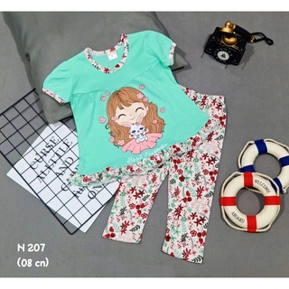 Bộ babydoll tay ngắn quần dài thun borip phối cực xinh cho bé gái từ 10 đến 22kg - FREESHIP