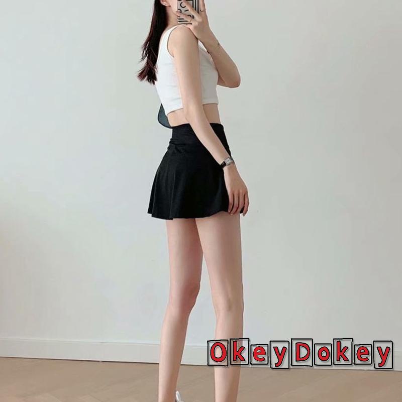 Chân Váy Ngắn Lưng Cao Màu Trơn Xẻ Tà Thời Trang Cho Nữ