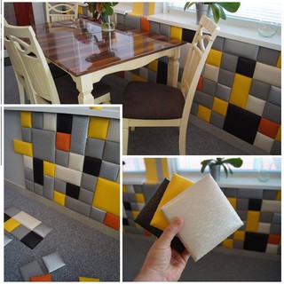 Tấm dán tường bọc da 3D màu tùy chọn - Tấm nệm da dán tường trang trí nhà cửa, phòng khách, phòng ngủ