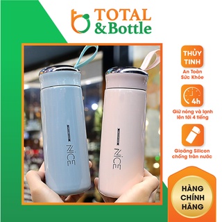Bình nước thể thao, bình đựng nước thủy tinh Nice dễ thương 400ml - Total Bottle