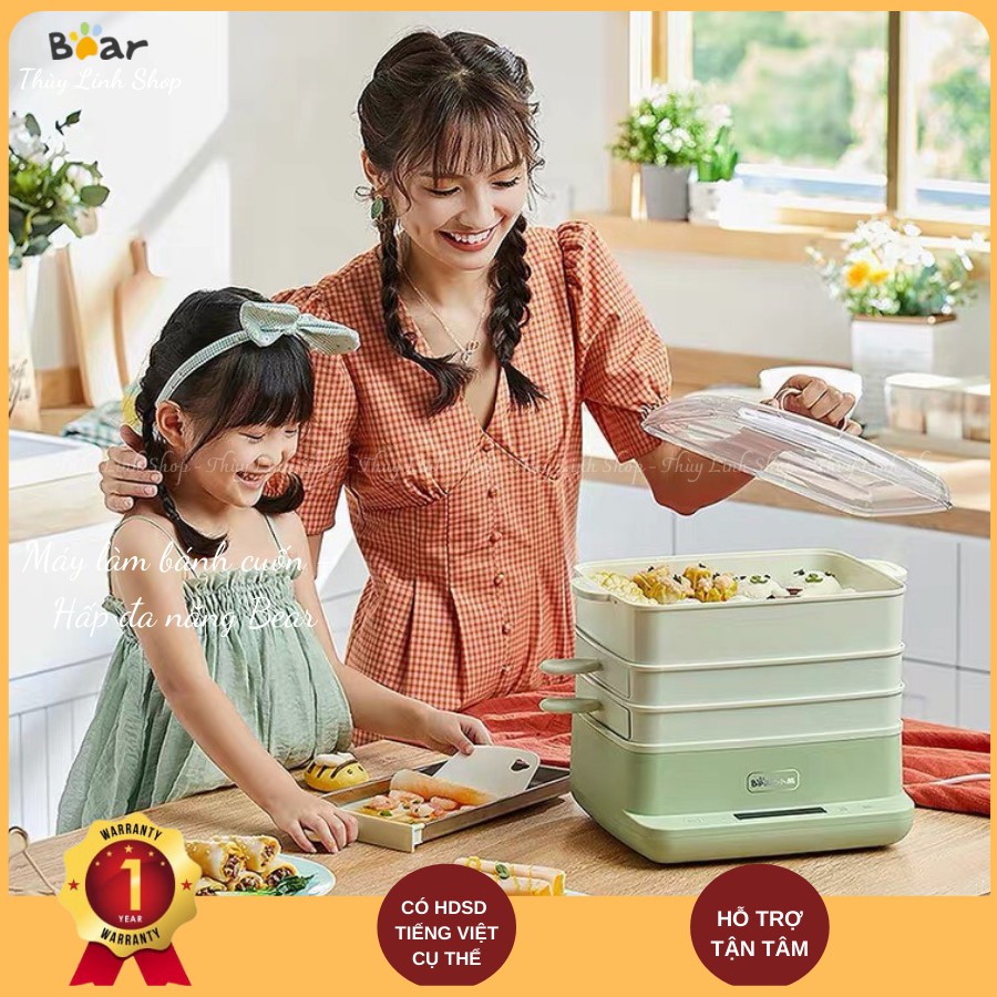 (Mẫu mới ) Máy làm bánh cuốn , hấp đa năng Bear 3 tầng