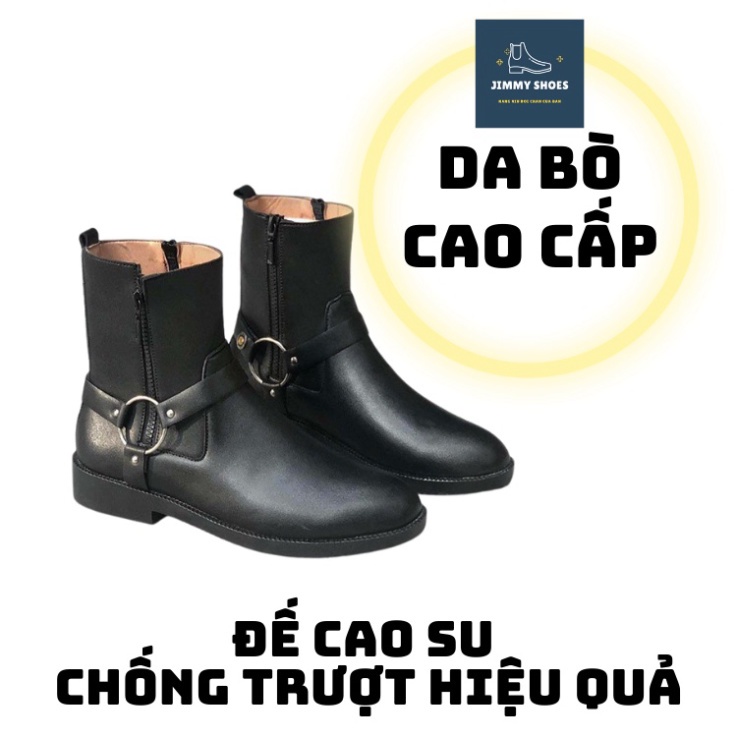 Giày Harness boots cao cổ thời trang nam chất liệu da bò da lộn đế độn 3.5cm