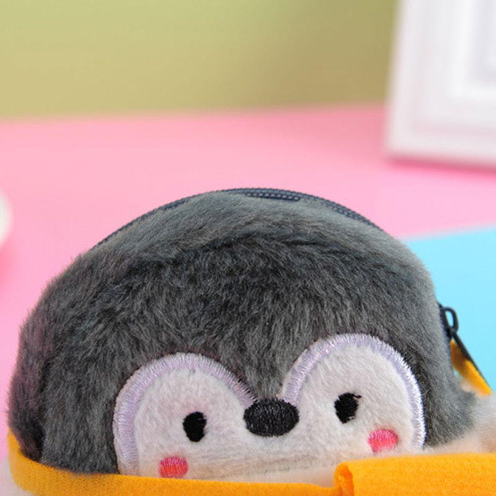 Ví Đựng Tiền Xu Mini Đa Năng Có Khóa Kéo Hình Chim Cánh Cụt Nhồi Bông Dễ Thương Cho Nữ