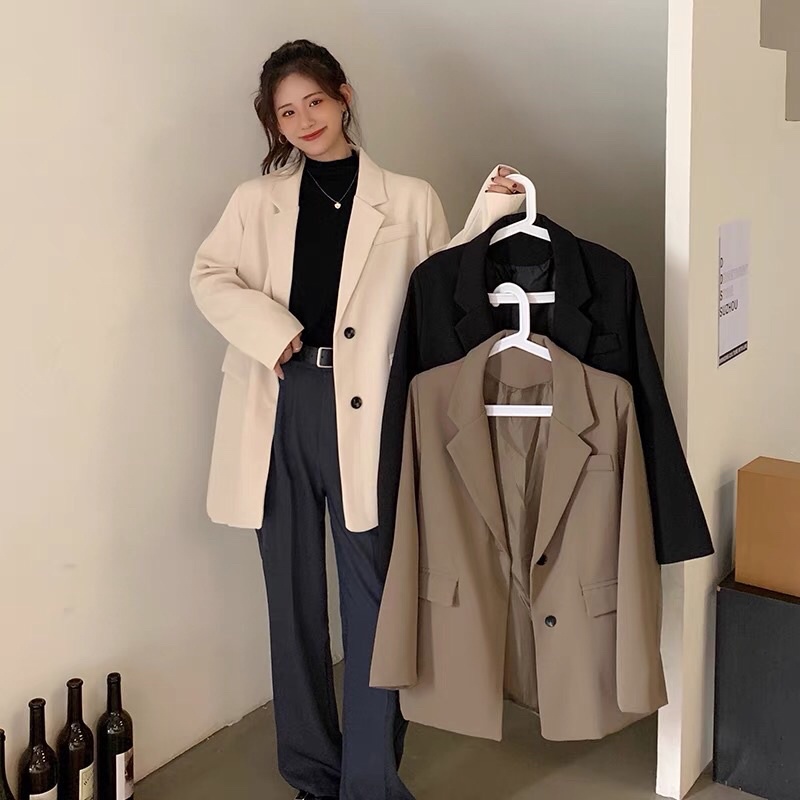 Áo blazer 2 lớp túi đậy phong cách Hàn Quốc