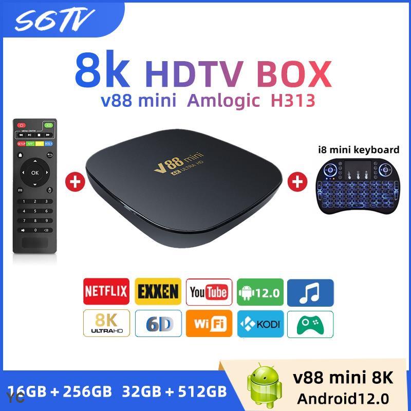 Đầu TV Box 2022 V88 32 + 512GB Android 12.0 8K Ultra HD 2.4GWiFi KèM Phụ KiệN ChấT LượNg Cao