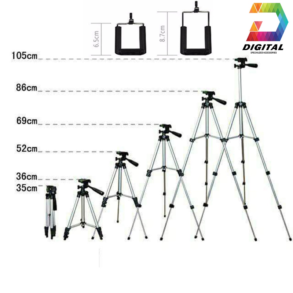 Combo Tripod Điện Thoại, Máy Ảnh Tặng Kẹp &amp; Remote, Túi Vải