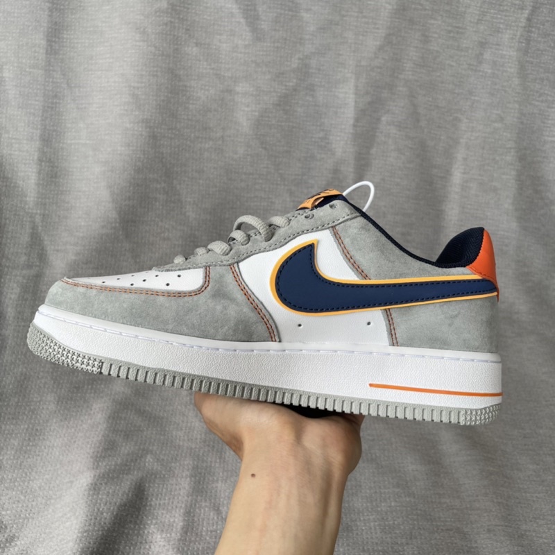Af1 xám gót cam hàng cao cấp, giày thể thao sneaker đủ phụ kiện, đế khâu da lộn, ảnh chi tiết và video tự quay
