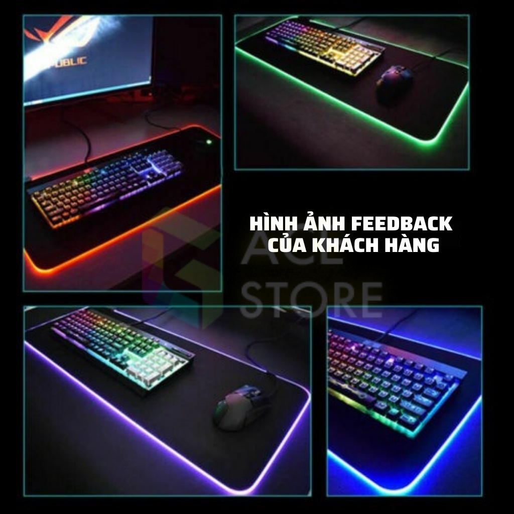 Bàn Di Chuột RGB, Lót Chuột Pad RGB Có Đèn Led Viền, bản siêu ngầu,thời trang siêu mịn Loại Lớn 80x30cmx4mm, 35x25cmx4mm