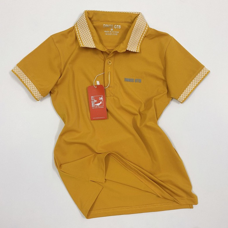 Áo Thun Polo Nam DINOS có cổ ngắn tay logo in phản quang cao cấp màu vàng