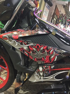 Tem Samurai Satria Rời xe đen tem đỏ Hot 2025
