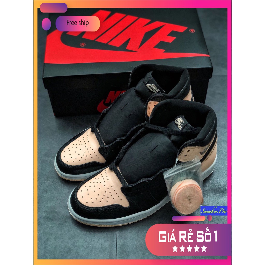 Giày thể thao AIR Jordan 1 Retro High Black CrimsonTint siêu đẹp dành cho nữ