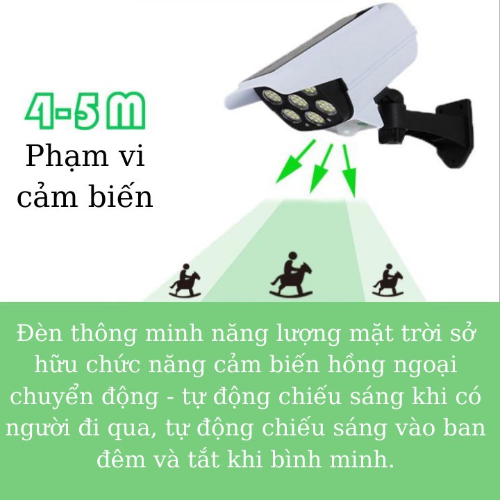 Đèn Năng Lượng Mặt Trời Cảm Biến Nguỵ Trang Camera Có Điều Khiển Từ Xa, Chống Nước IP66