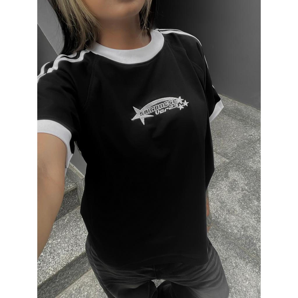 Áo Thun Baby Tee SAIGONESE Cotton Form Fit Chữ Thêu Unisex / Đen