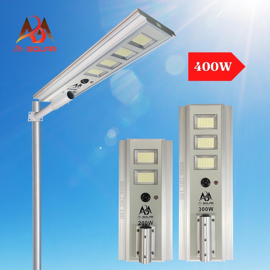 [400W] Đèn Năng Lượng Mặt Trời, Đèn Đường, Sân Vườn, Nhốm Đúc Nguyên Khối Cao Cấp, Chống Nước- ABM SOLAR