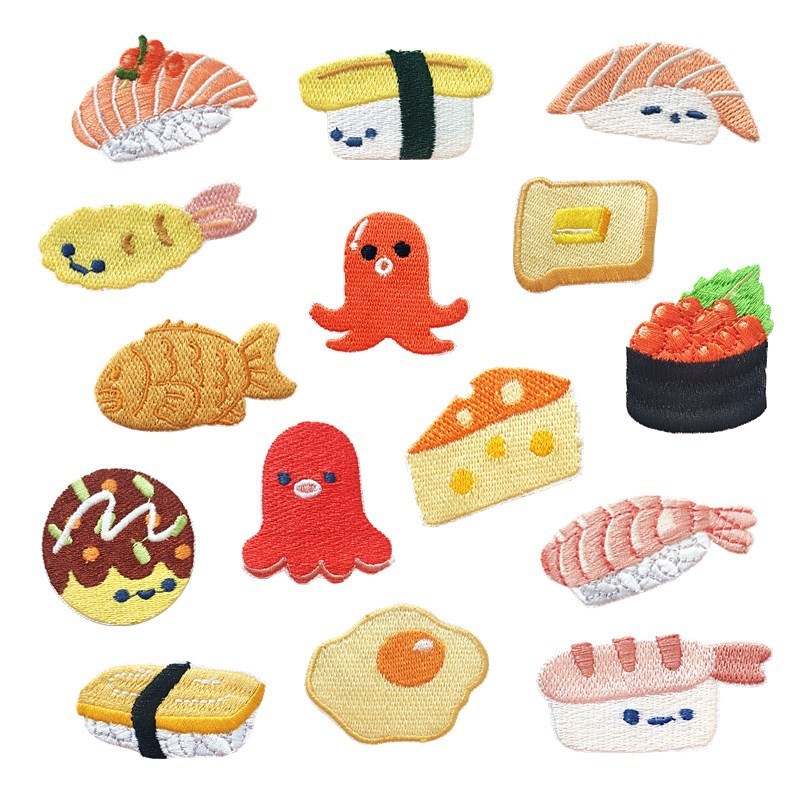 Miếng vá ủi thêu họa tiết sushi độc đáo đẹp mắt