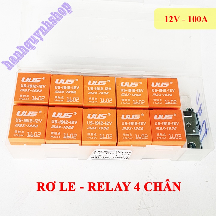 Hộp 10 Rơ le ô tô, Relay 4 chân màu cam 12V 100A hoặc 24V 100A loại 1