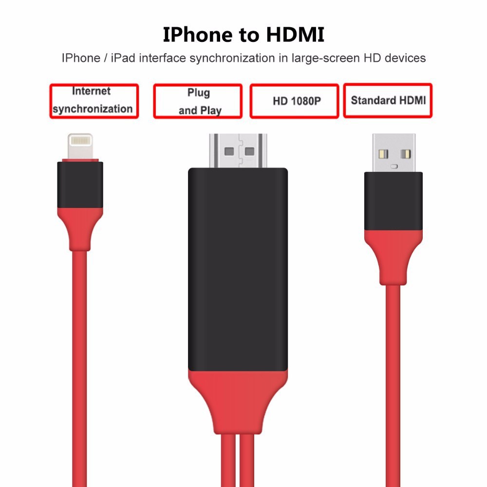 Cáp MHL chuyển tín hiệu từ Iphone 5/ 5S/ 6S/ 6 Plus/ SE lên Tivi -Cáp HDMI cho Iphone