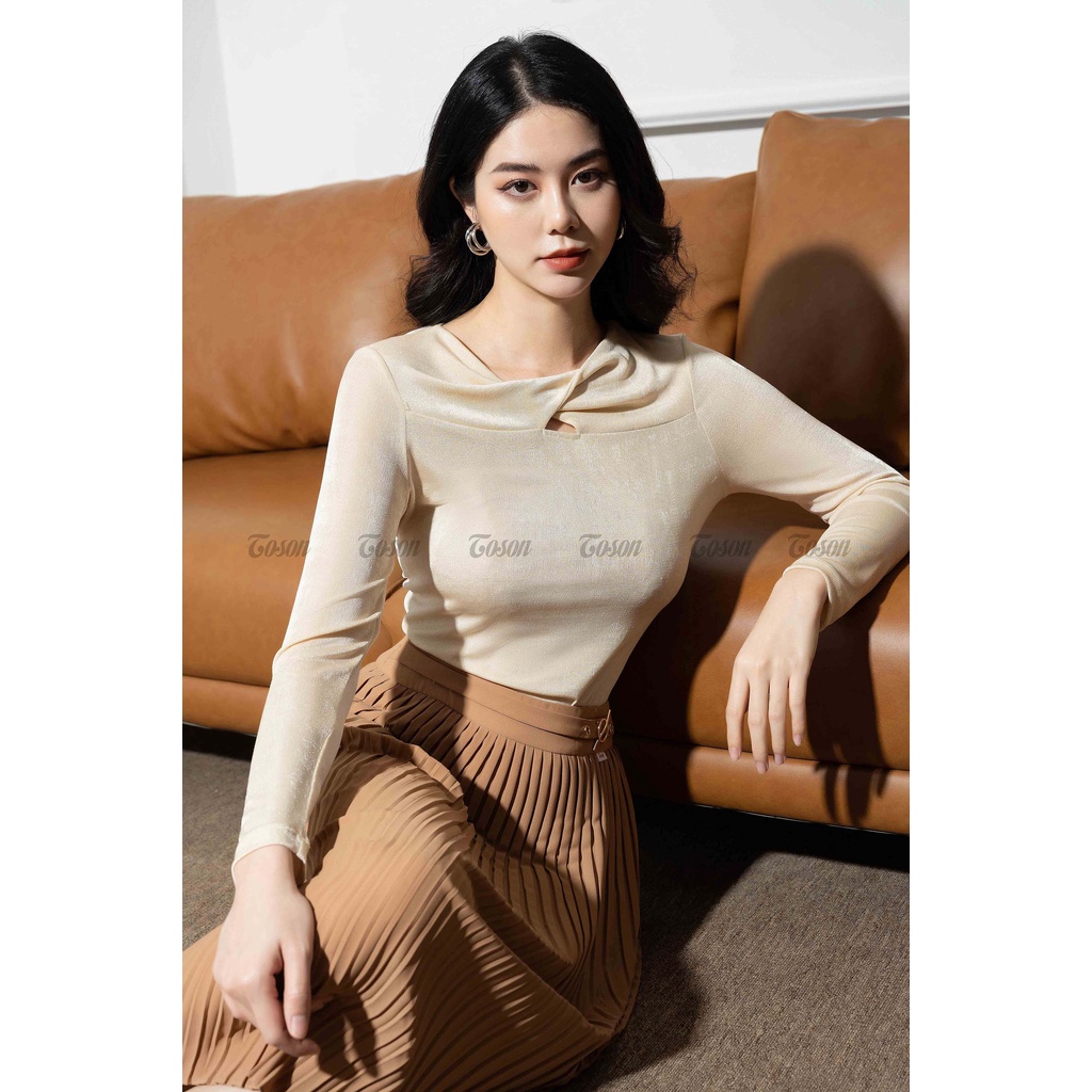 Áo saqiun dẻo be kem dáng ôm, cổ tạo xoắn - TOSON - 17555K31