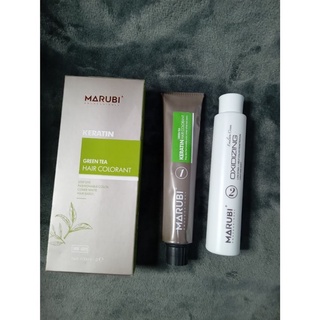 Thuốc nhuộm tóc nâu đen phủ bạc keratin Marubi 100ml màu 5/77 bền màu,suông mượt