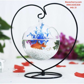 Bể Cá Mini Phong Thủy Hình Trái Tim 21 ( Tặng kèm combo phụ kiện trang trí )