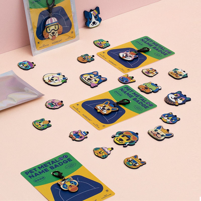 HamshMoc Nhãn ghi thông tin cún cưng nội dung tùy chỉnh với 15 kiểu họa tiết các giống chó dùng đeo vòng cổ thú cưng