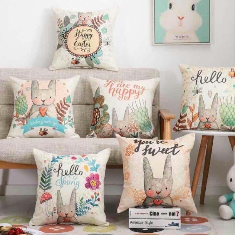 Gối vuông tựa lưng trang trí ghế sofa ghế gỗ phòng khách phòng ngủ cute dễ thương