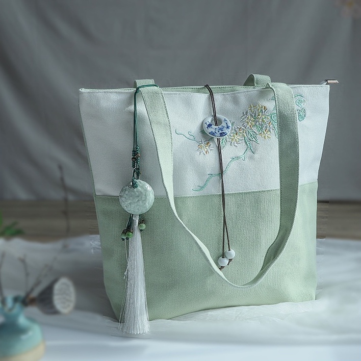 Túi tote thêu cổ phong