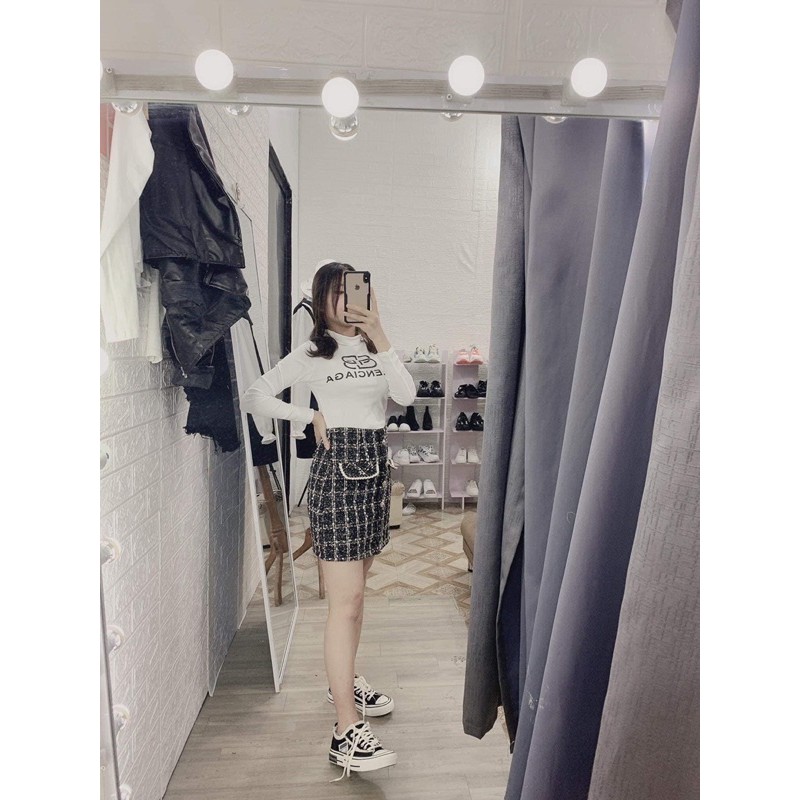 Chân váy nữ 💖 Hàng đẹp💖Chân váy đẹp dạ kẻ khuy Ngọc 2 nắp túi mặc tết - Quảng Châu | BigBuy360 - bigbuy360.vn