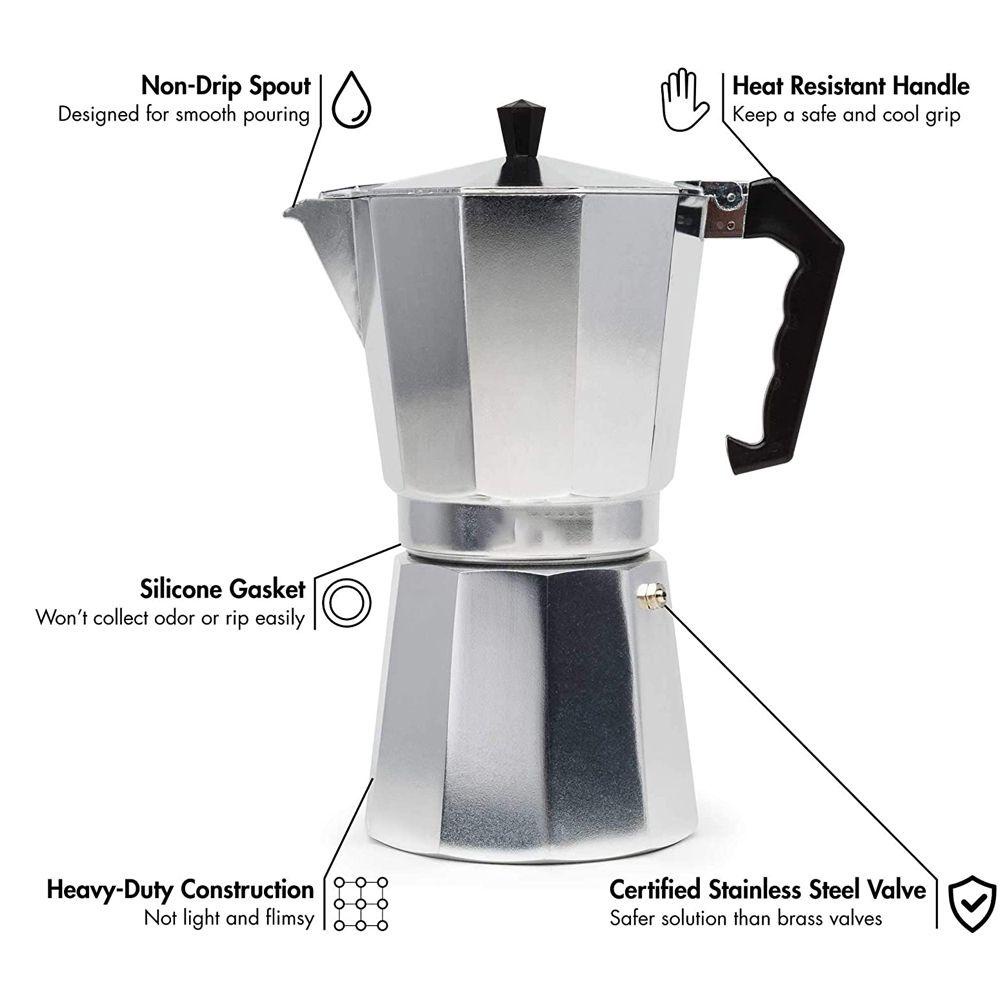 Máy Pha Cà Phê Espresso Kiểu Ý Cổ Điển Chịu Nhiệt 3 / 6 / 9 / 12 Cốc