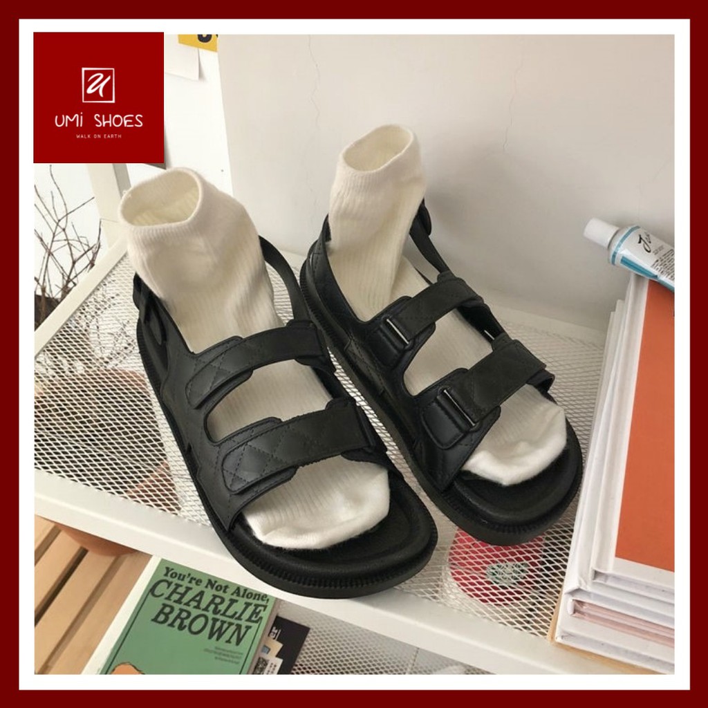 Sandal dẻo Ulzzang đi mưa nữ 2 quai ngang cao su 3 màu dễ phối đồ đen/trắng/kem đế bằng rửa nước xinh mẫu mới hot trend