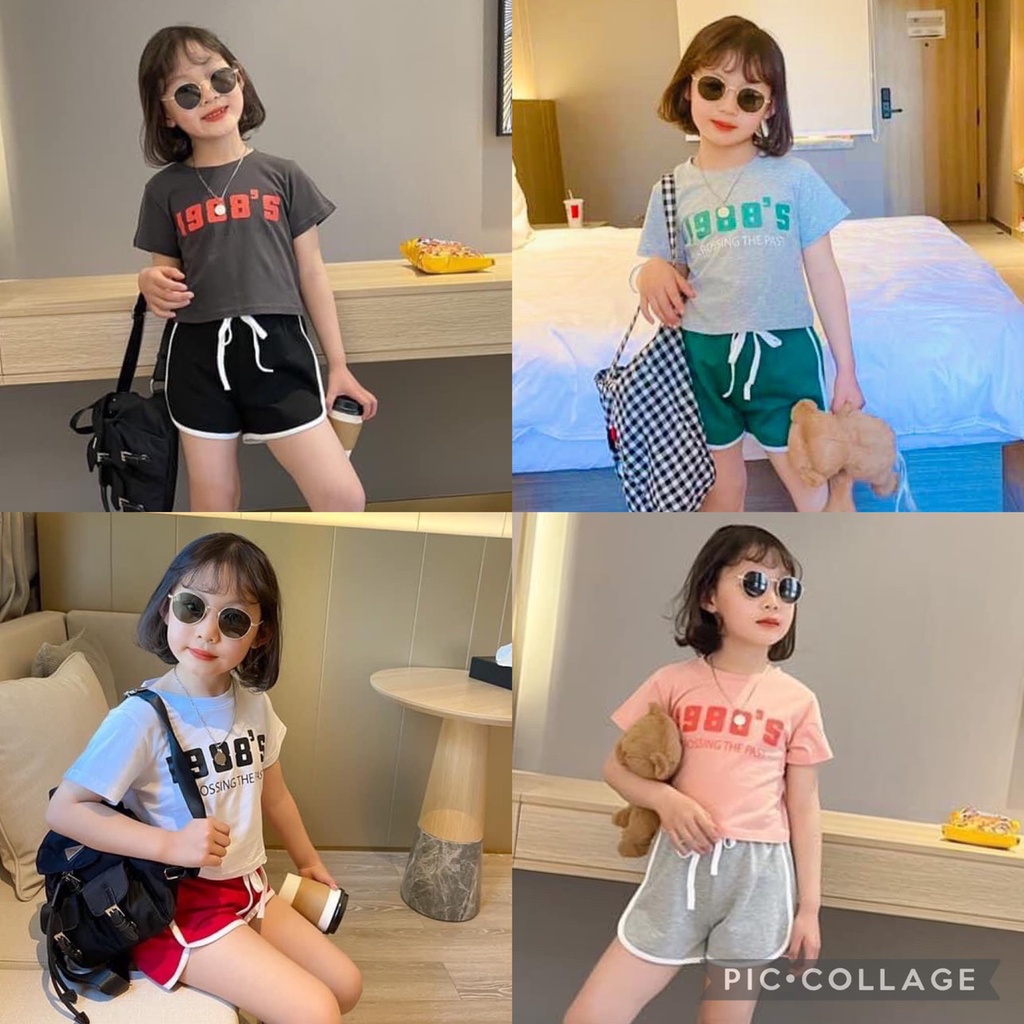 Lyvyshop - (HÀNG LOẠI 1) Bộ cộc tay form Croptop siêu dễ thương cho bé gái từ 09-28kg