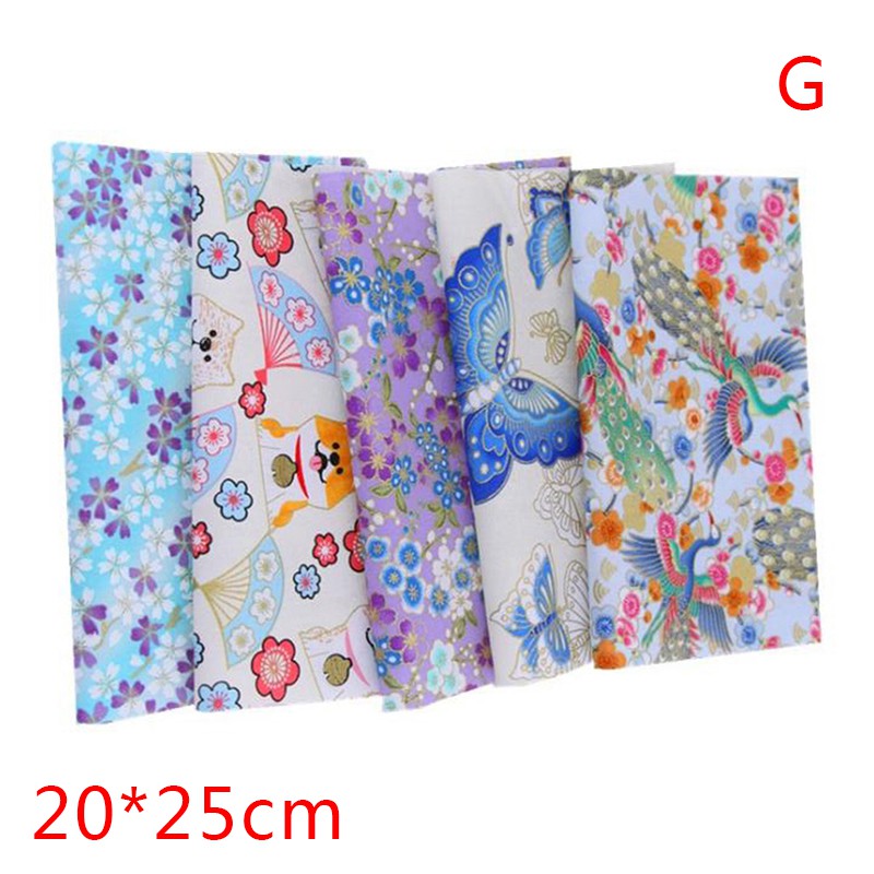 HANDMADE Set 5 Tấm Vải Cotton 20cm X 25cm Làm Đồ Thủ Công