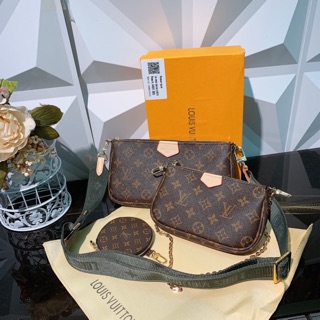 Set 3 túi LV (quai hồng/xanh rêu)