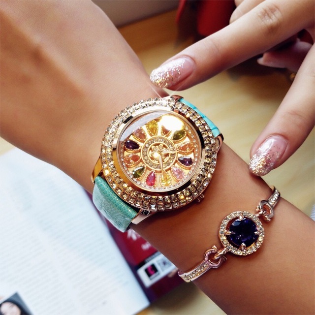 Đồng hồ nữ dây da cao cấp SANDA đính đá cực đẹp