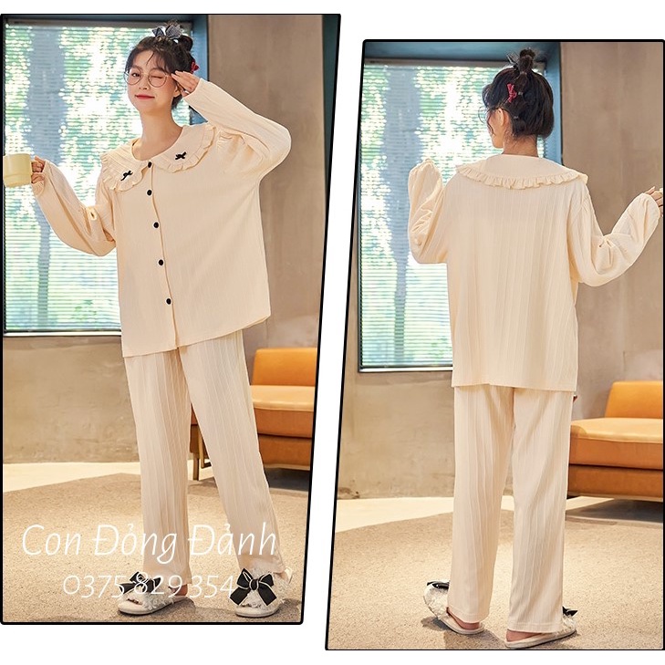 [Mã FL giảm 20k cho đơn 200k] (Ảnh thật) Đồ ngủ pijama dài tay kiểu búp bê kèm nơ xinh Hàn Quốc ullzang DN007 | BigBuy360 - bigbuy360.vn