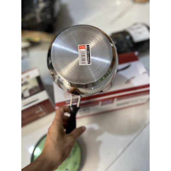 Nồi nấu bột nấu cháo 2 đáy inox - quánh nấu bột cho bé 12cm và 14cm