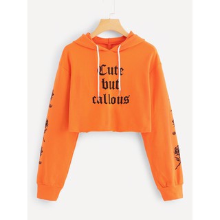 Áo croptop hoodie (38-55kg). Ảnh thật. cute but callous