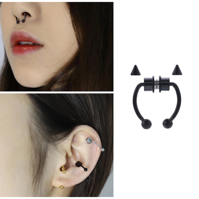 Set 5 Khuyên Mũi Không Cần Xỏ Bằng Thép Không Gỉ Có Thể Tái Sử Dụng