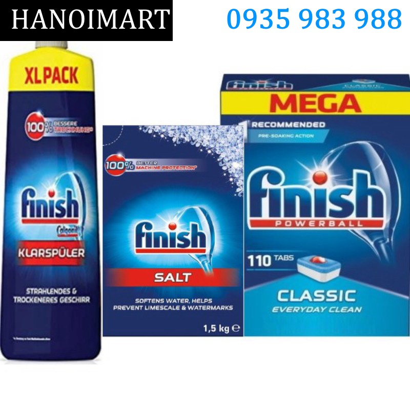 Combo Viên rửa bát Finish 110V + Muối Finish 1.5kg + Nước làm bóng Finish 750ml0 - HANOIMART