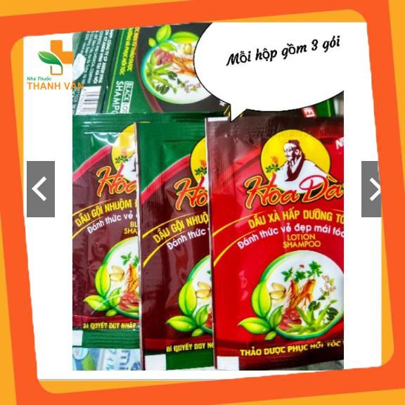 Combo 3 hộp Dầu gội nhuộm đen tóc thảo dược Hoa Đà